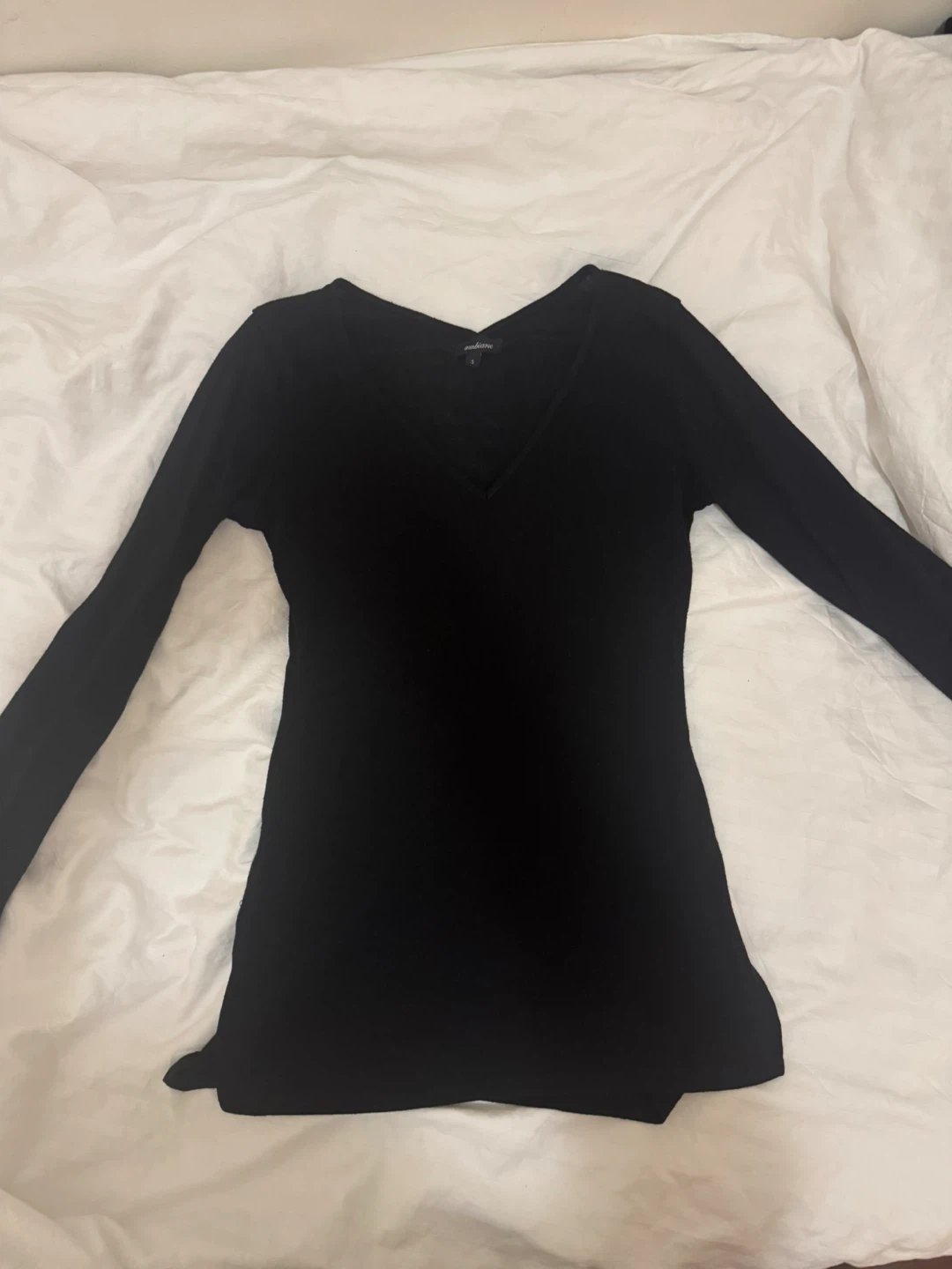 Black Long-Sleeve V-Neck Top