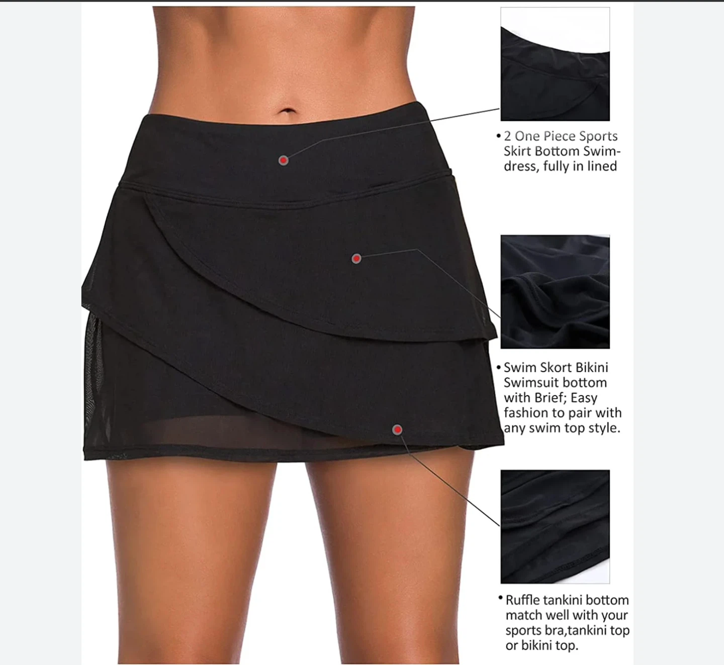New ladies 2 piece halter neck & layered swim skort - photo 4