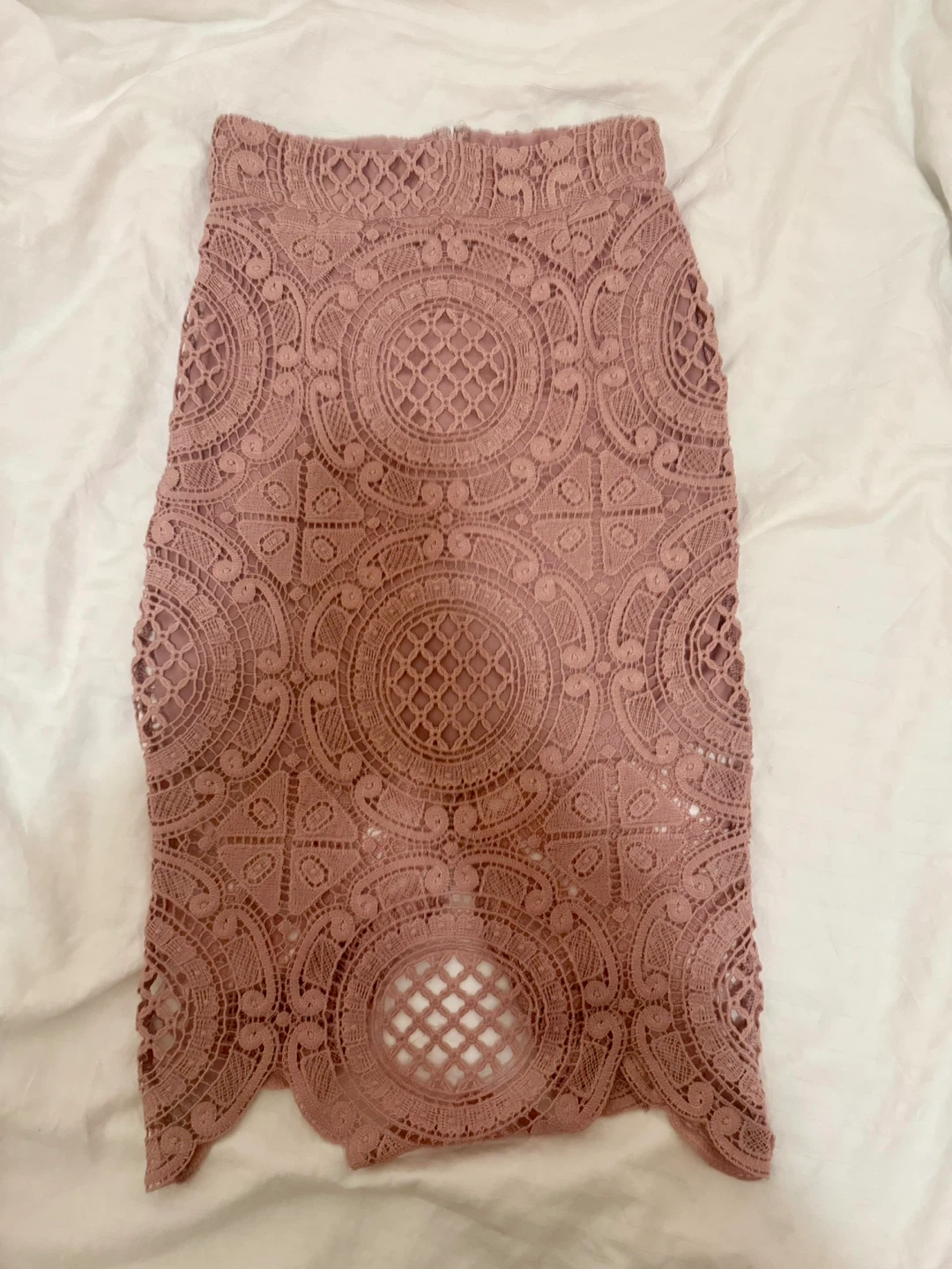 Pink Lace Midi Skirt