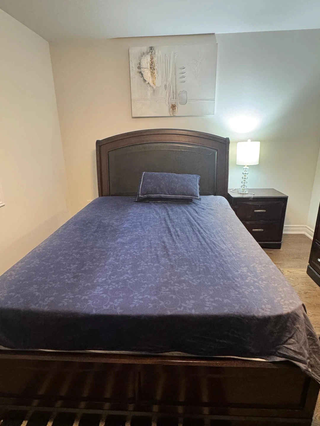 Dark Wood Bedroom Set - Bed Frame, Nightstand & Dresser