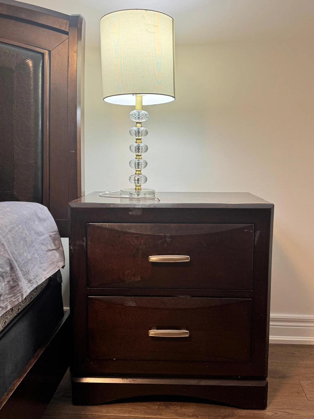 Dark Wood Bedroom Set - Bed Frame, Nightstand & Dresser - photo 3