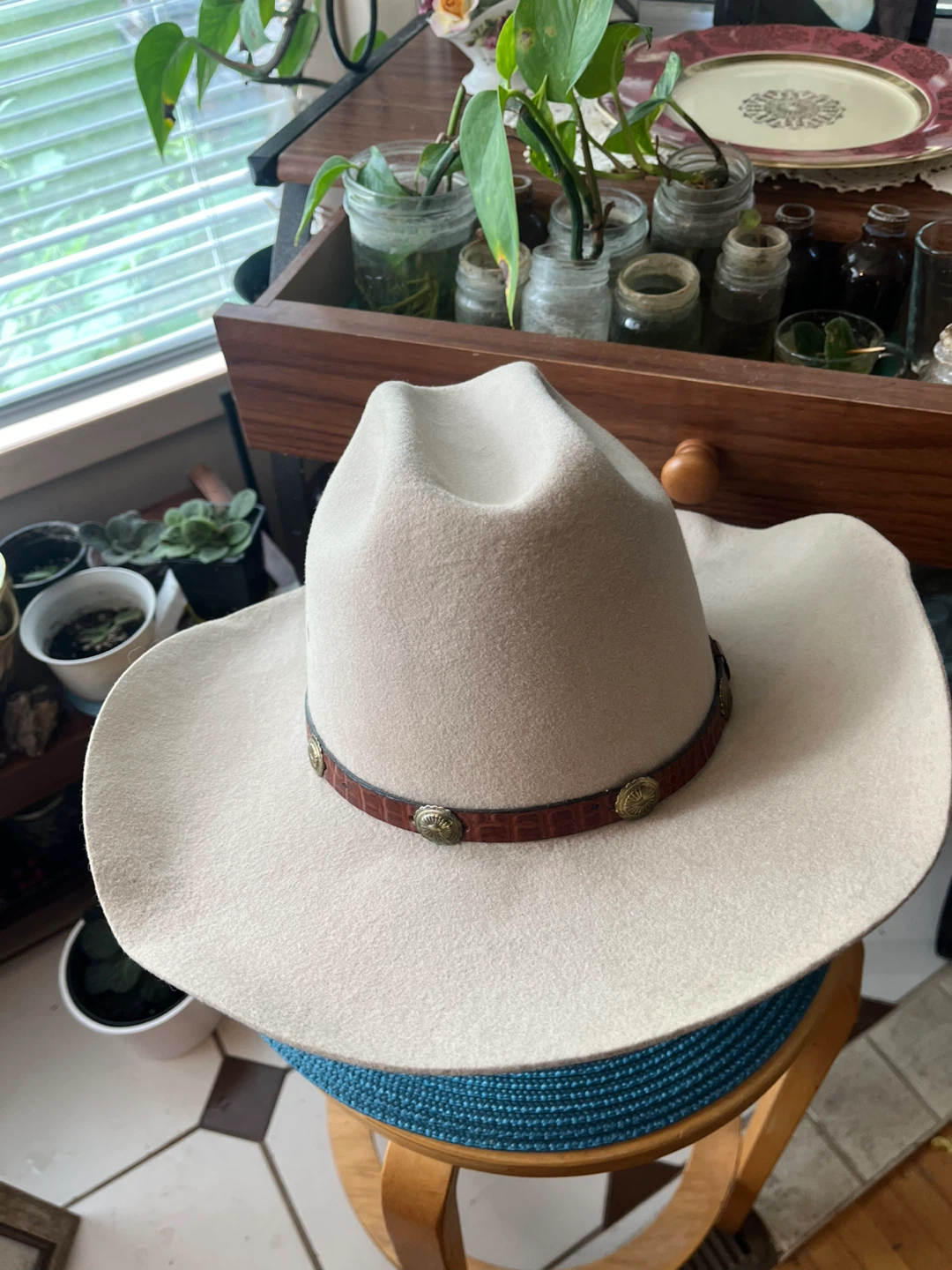 Vintage Men’s Wool Stetson Cowboy Hat, Chris Eddy design, 7 1/4