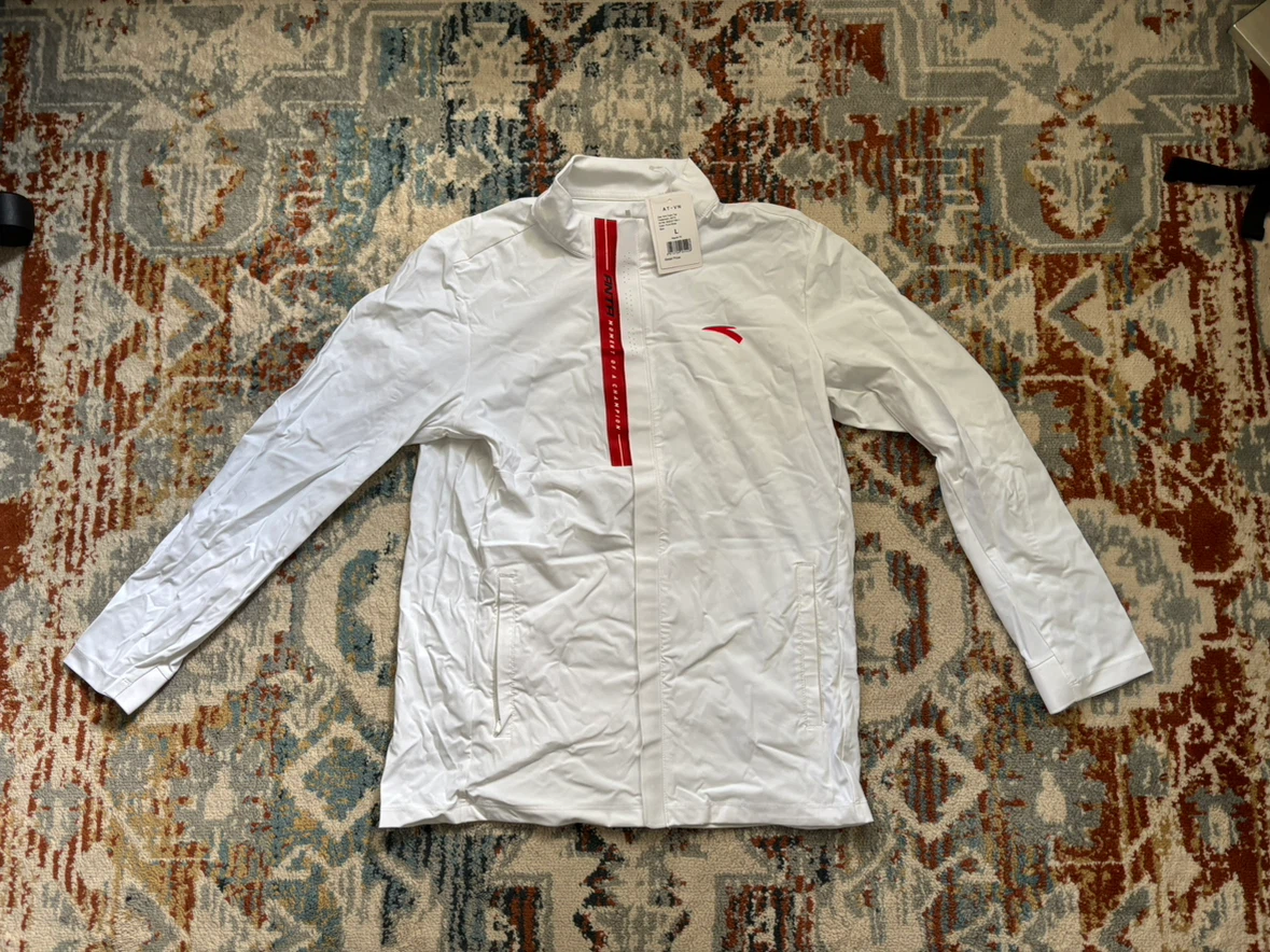 Anta White Long Sleeve Zip Up Track Jacket