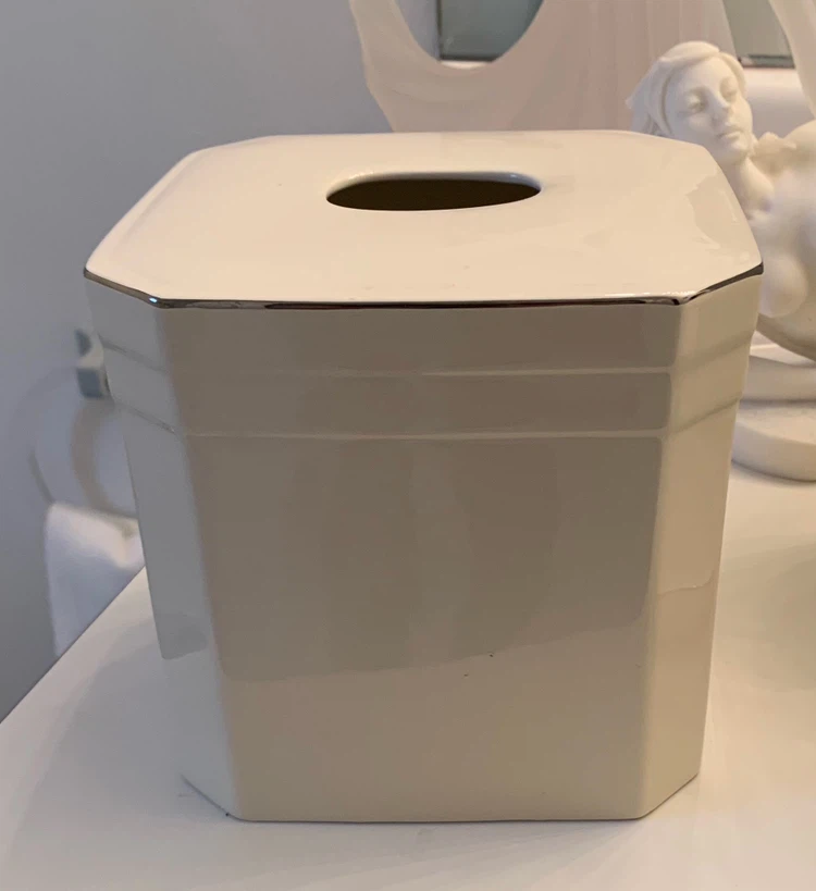 Cream Ceramic Bath Set with Silver Trim - photo 2