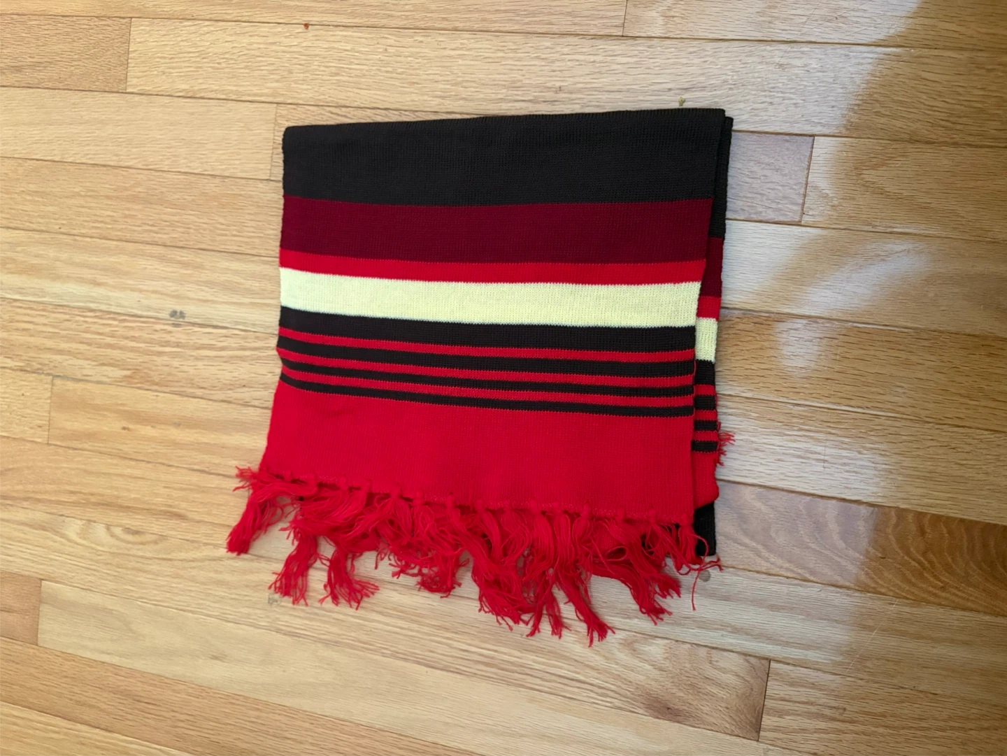 Striped Knit Scarf with Fringes