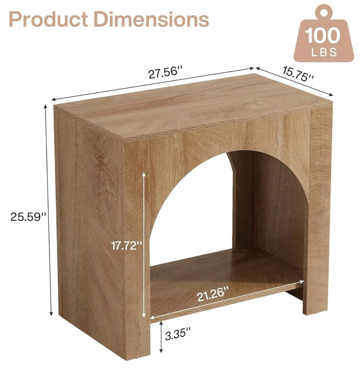 Brand new in box Tribesigns Arched Wood Side Table - photo 2