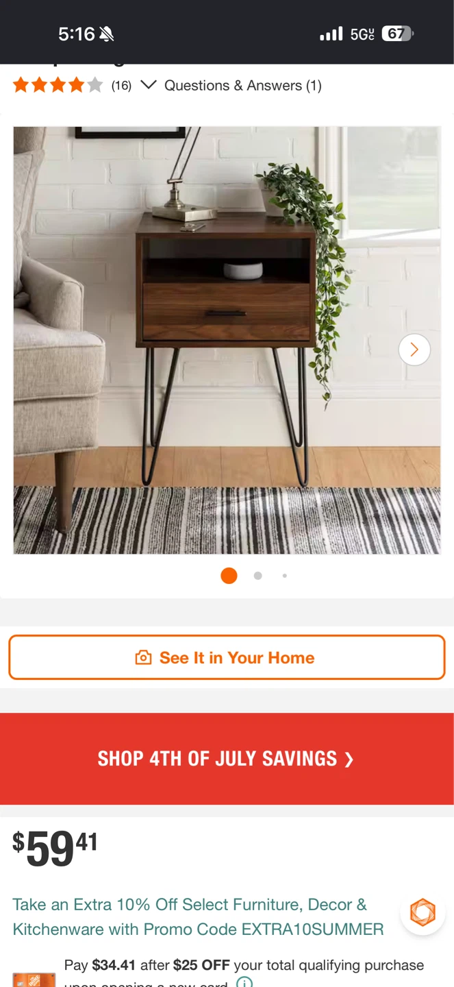 Pair of Wood Nightstands with Drawers and Hairpin Legs - photo 3