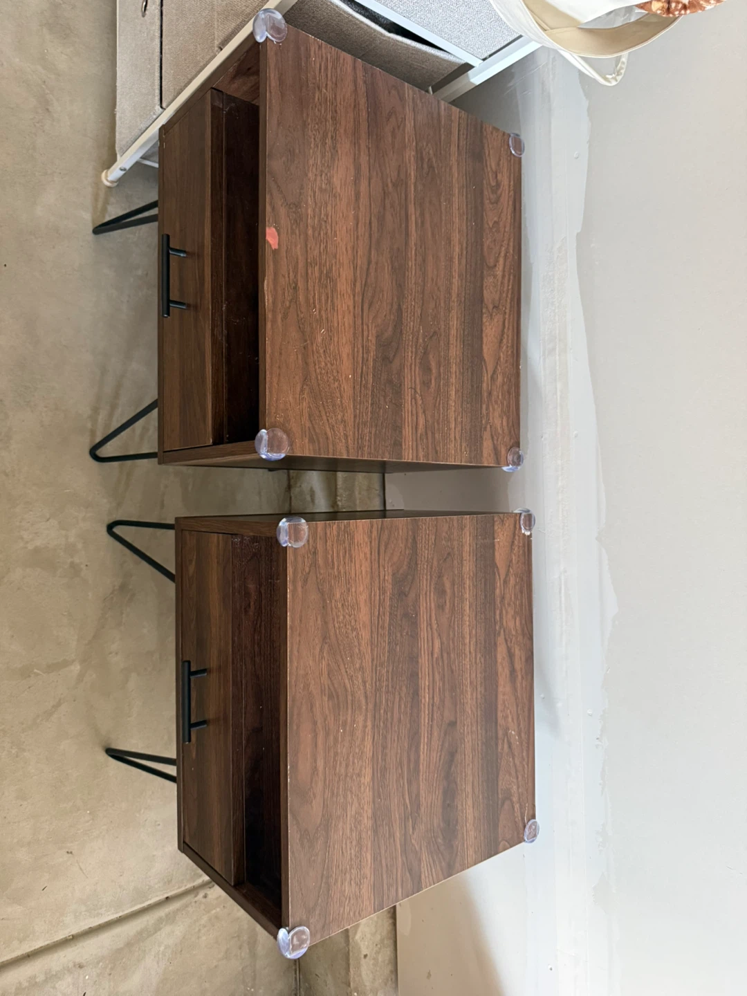 Pair of Wood Nightstands with Drawers and Hairpin Legs - photo 2