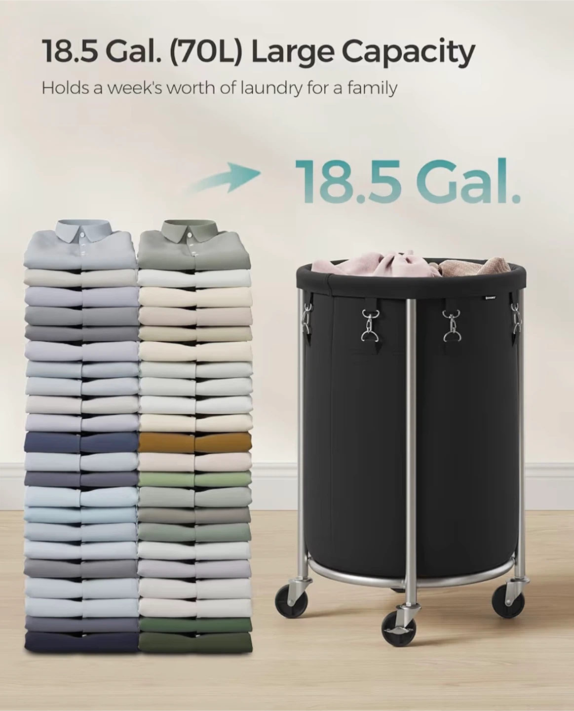 Brand new SONGMICS Laundry Hamper with Wheels - Black - photo 4