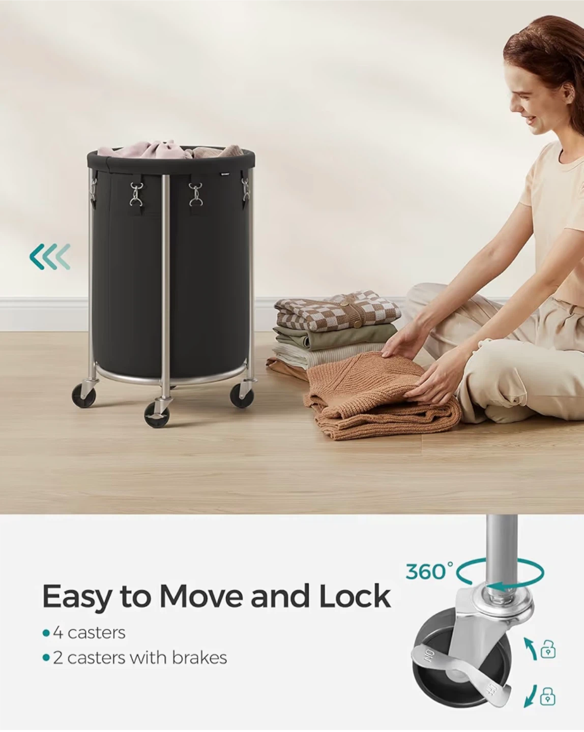 Brand new SONGMICS Laundry Hamper with Wheels - Black - photo 5