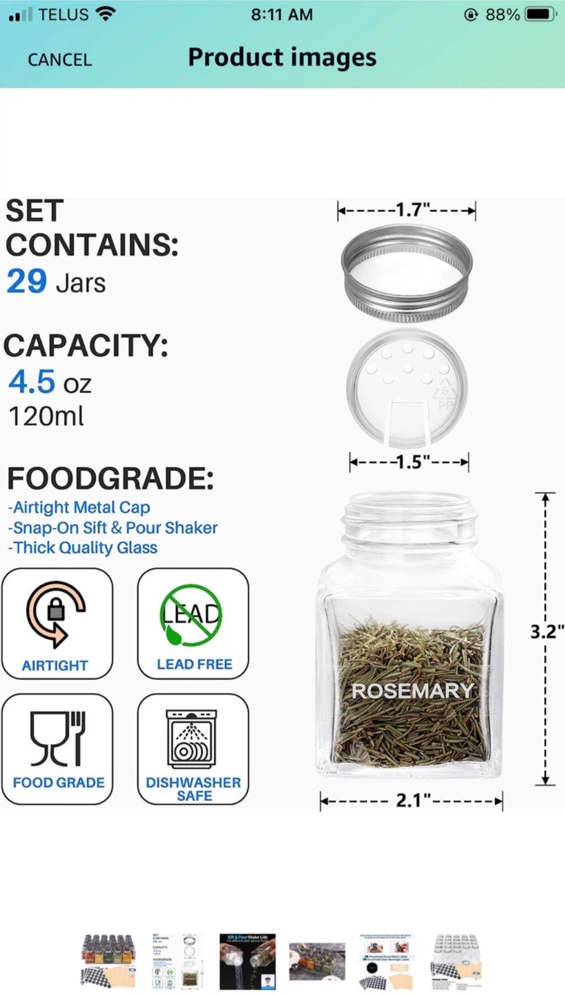 9 Jars Set - 4.5 oz Spice Jars with Lids - photo 2