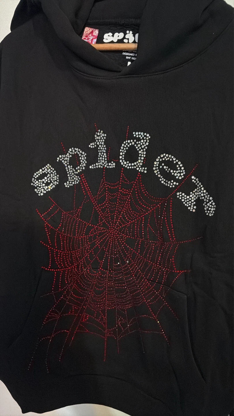 Spider Worldwide Hoodie Rhinestone Web Black Size M - photo 2