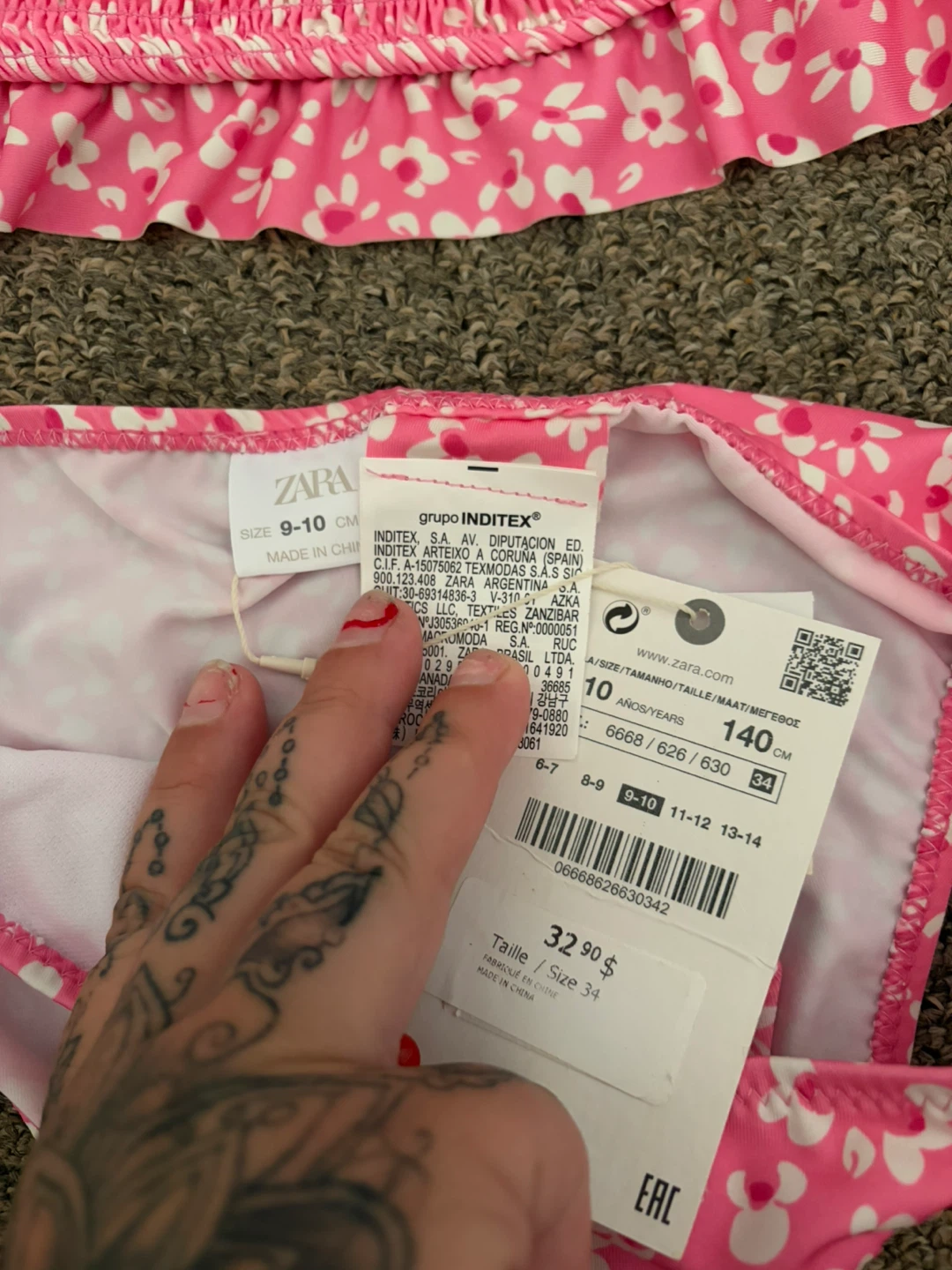 Zara Kids Pink Floral Bikini Swimsuit - photo 2
