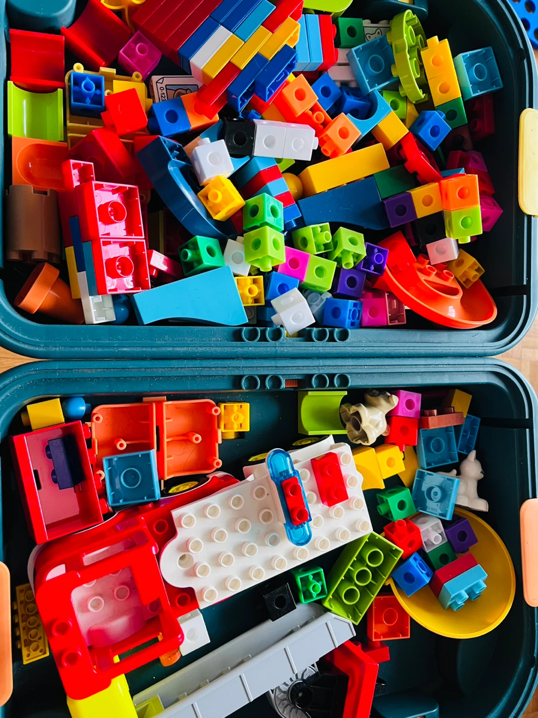 building blocks, lego set with table for building