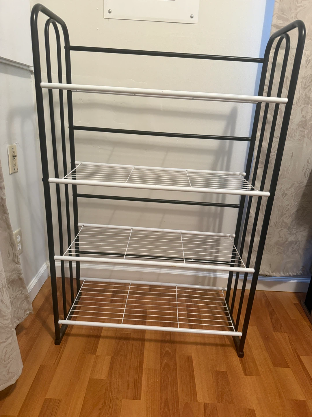 4-Tier Shoe Rack - Black Metal Frame