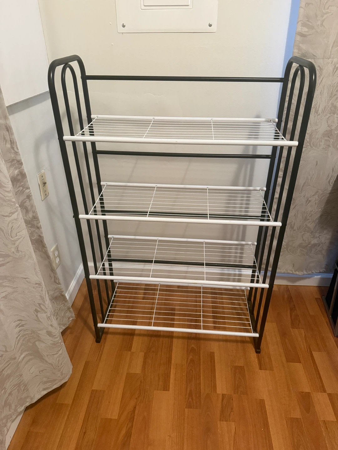 4-Tier Shoe Rack - Black Metal Frame - photo 2