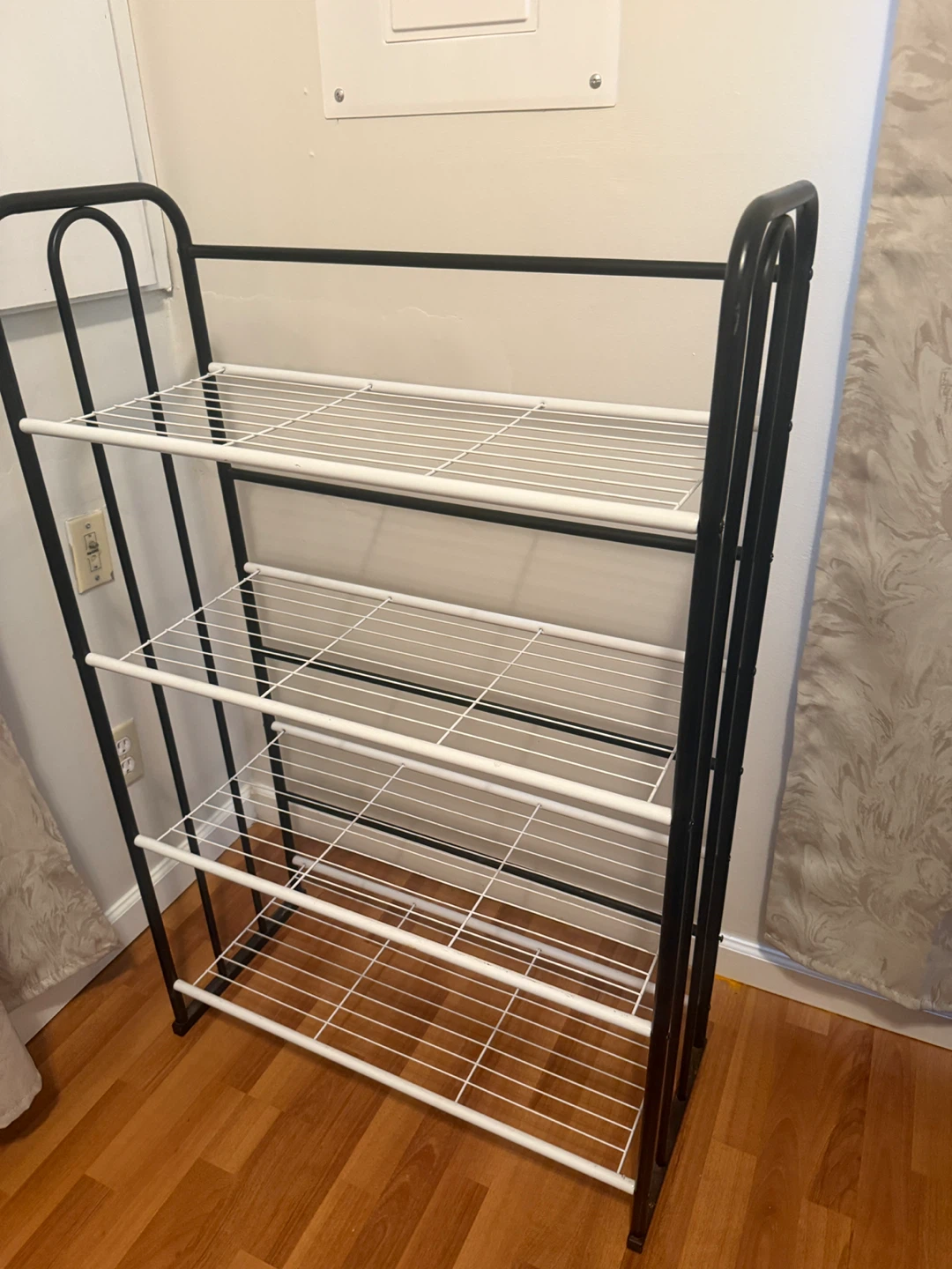 4-Tier Shoe Rack - Black Metal Frame - photo 3