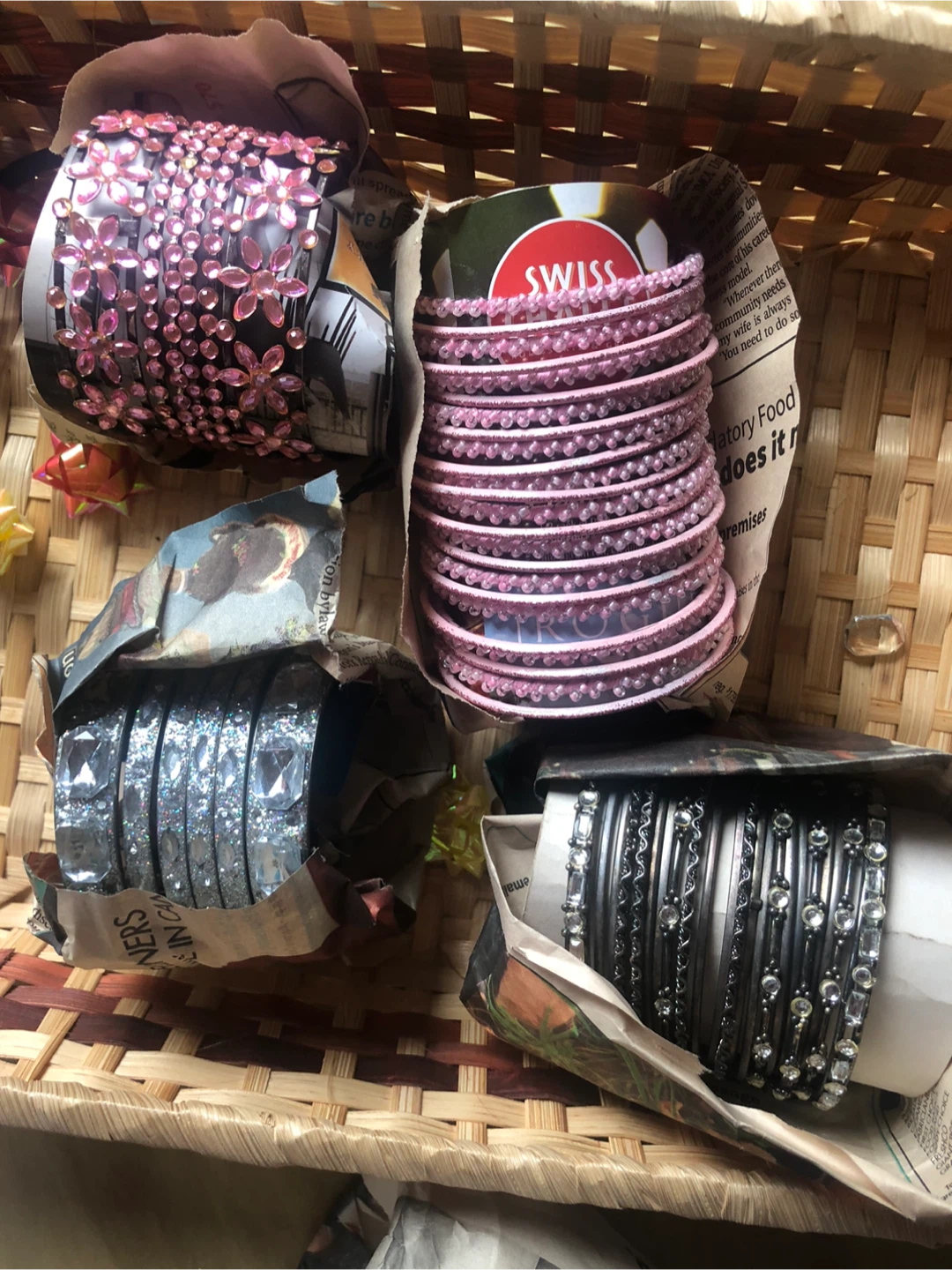 4 set of  Bangles (Pink, Silver, Black) size 2.25