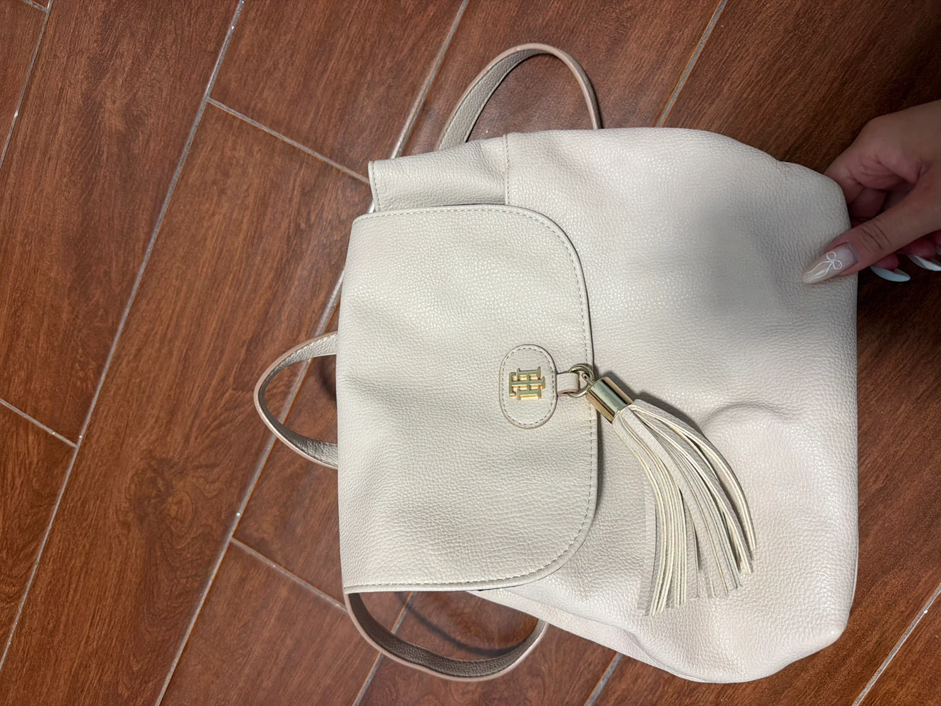 Tommy Hilfiger Pink Faux Leather Backpack