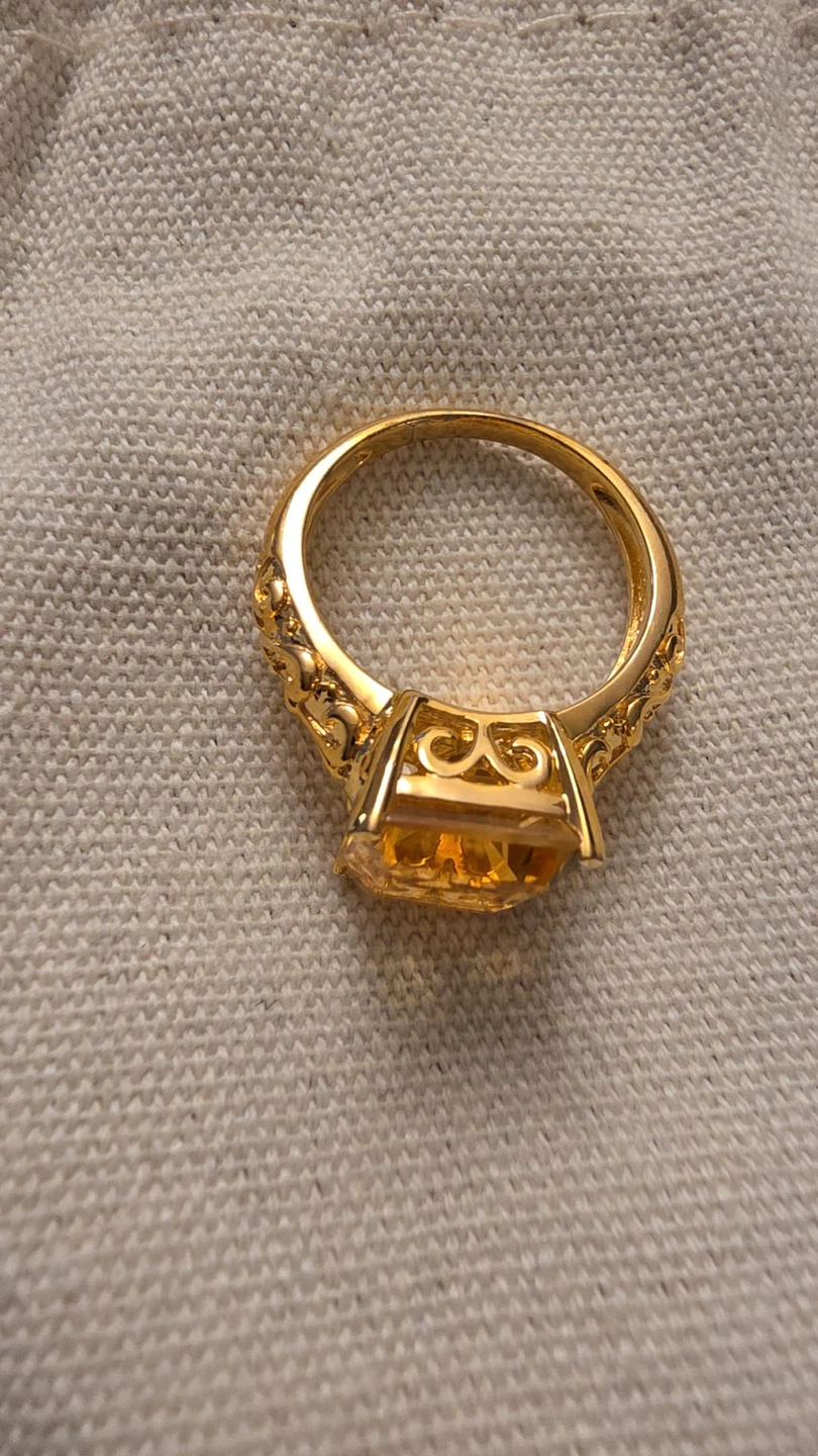 Yellow Gold Plated Silver Ring with Large Citrine Stone - photo 4