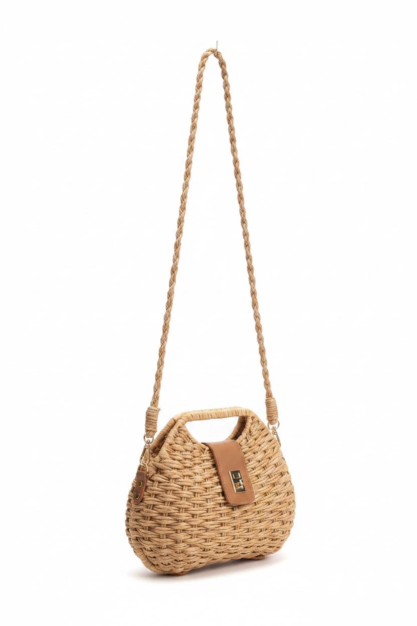 Woven Straw Bag with Leather Accents - photo 2