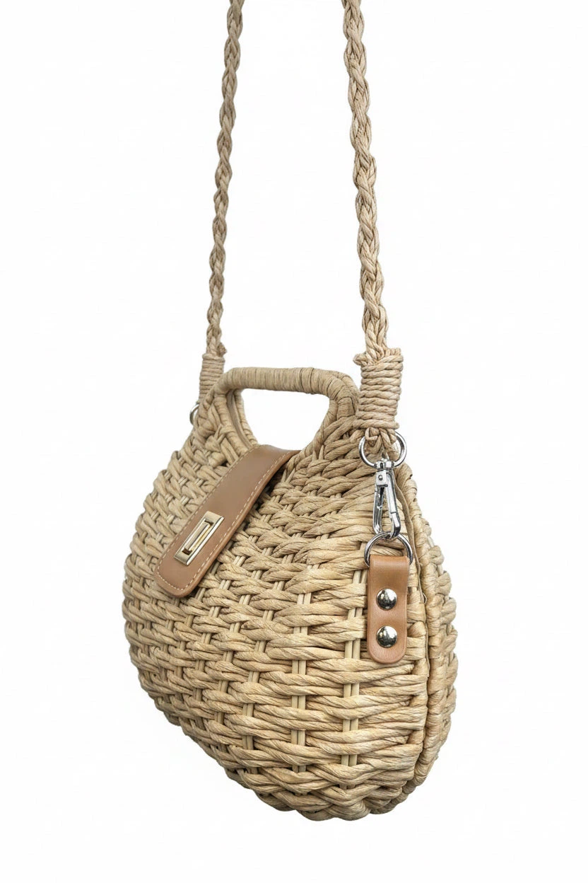 Woven Straw Bag with Leather Accents - photo 3