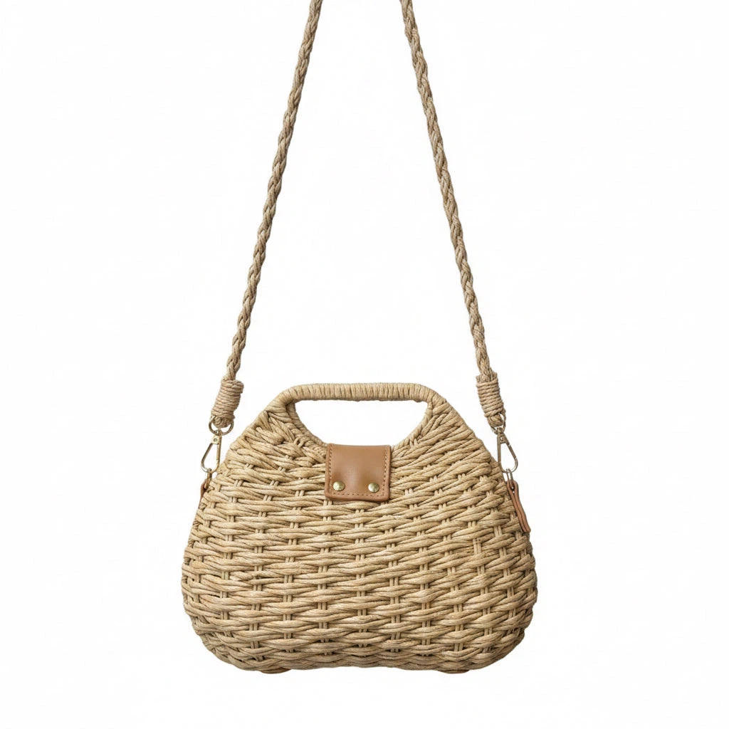 Woven Straw Bag with Leather Accents - photo 4