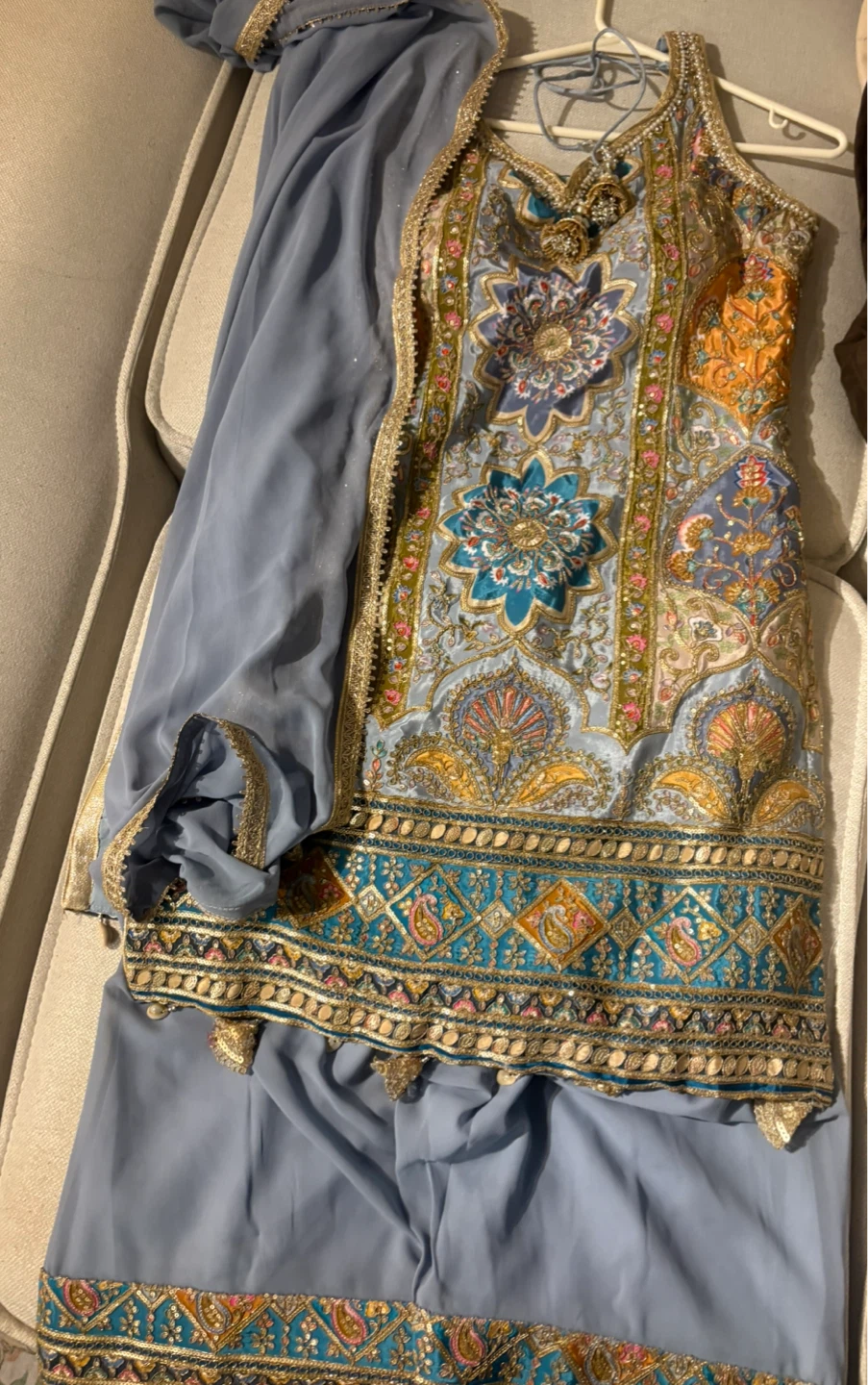 Embroidered Light Blue Kameez Suit