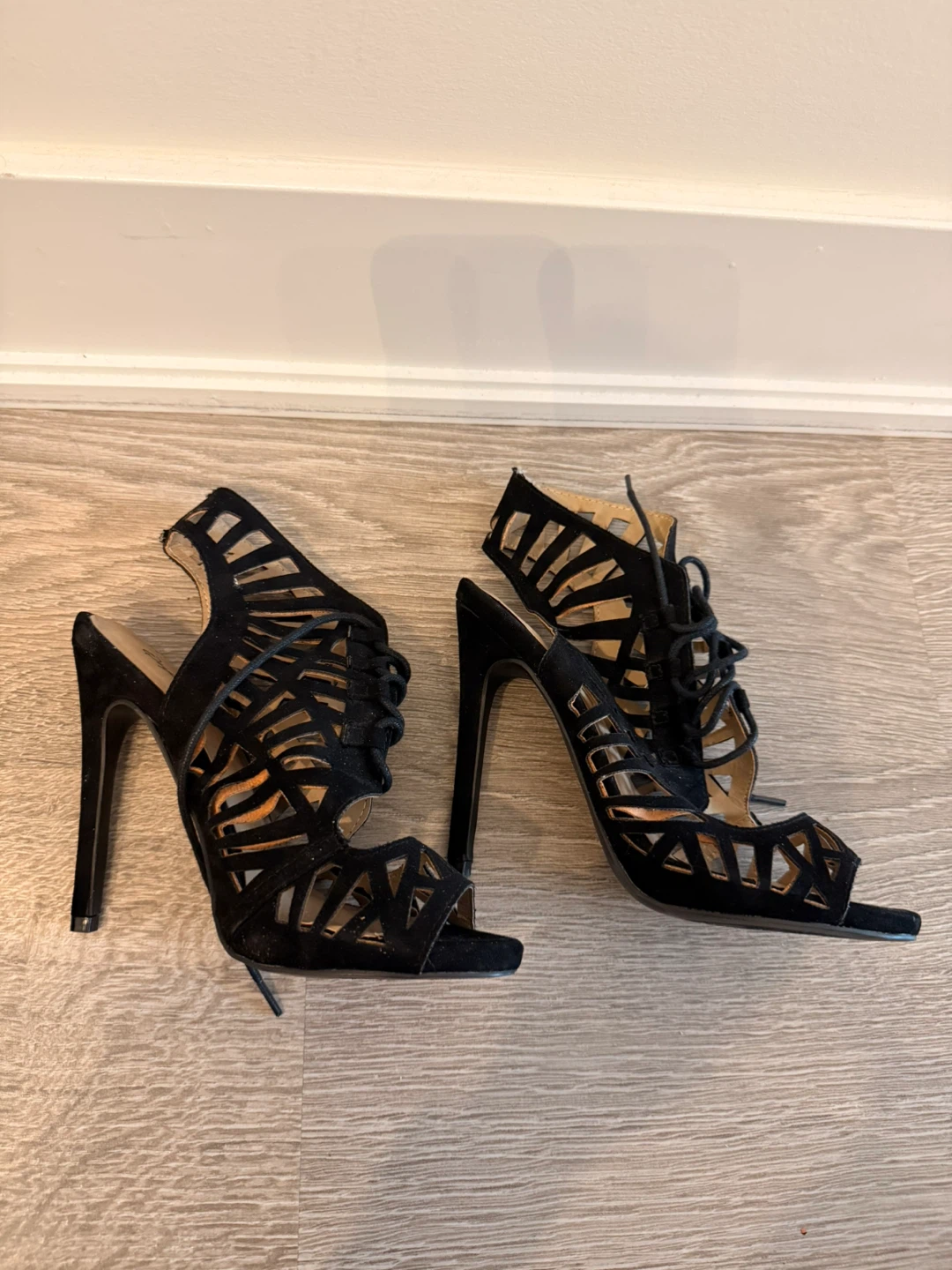 Black Strappy High Heel Sandals