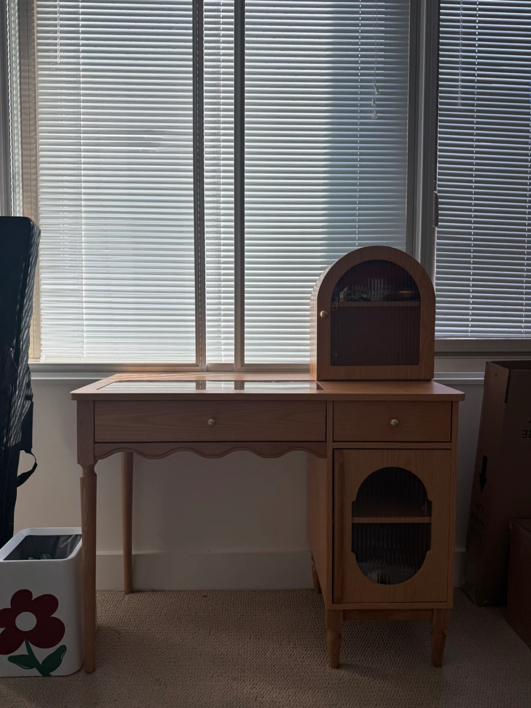 Wooden Vanity with Cabinet and Drawers
