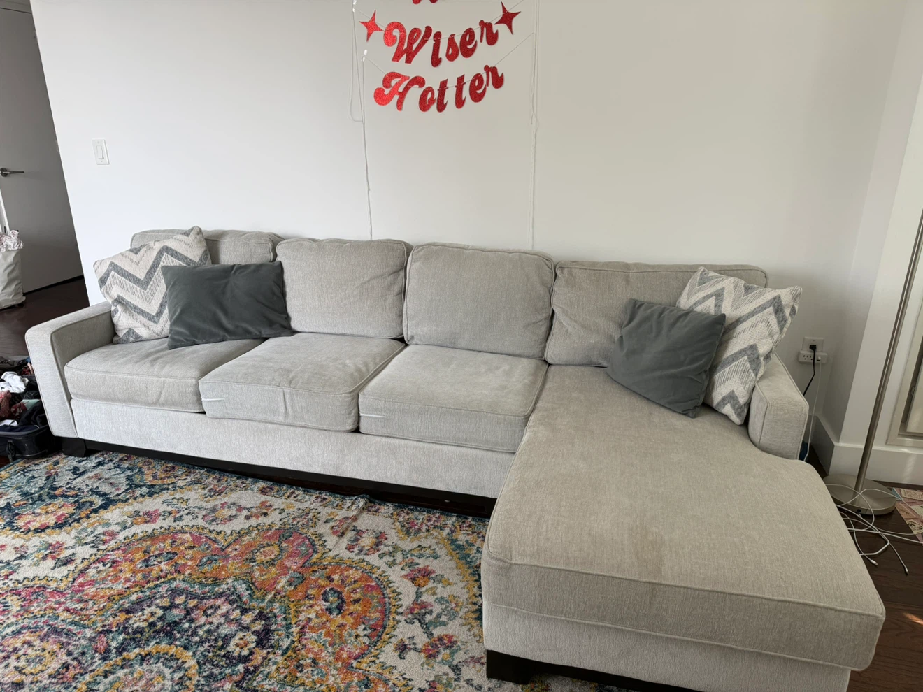 Light Gray Sectional Queen Sleeper Couch with Chaise - photo 2
