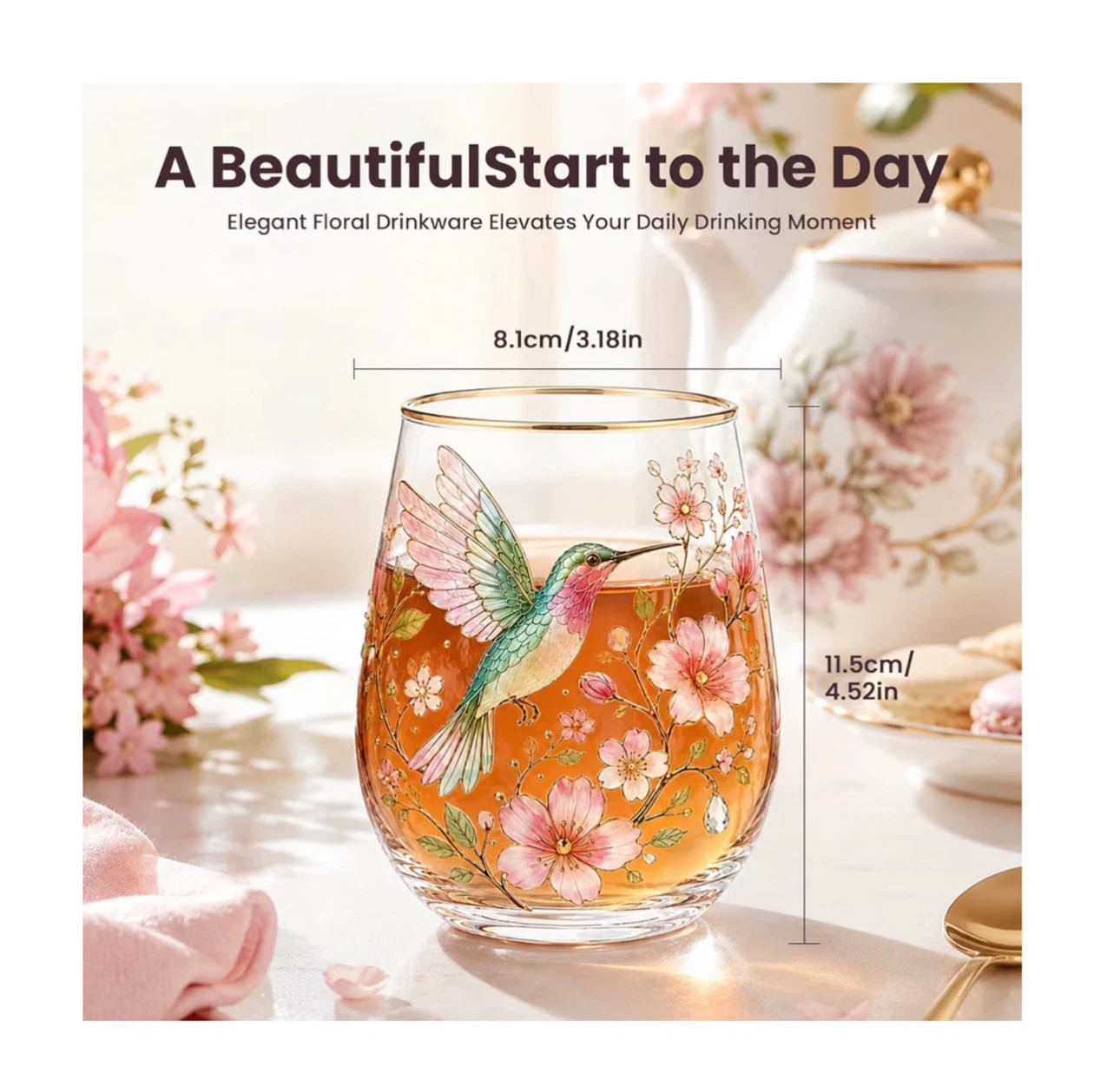 Brand new Floral Glass Cup Coffee Mug for Women - photo 4