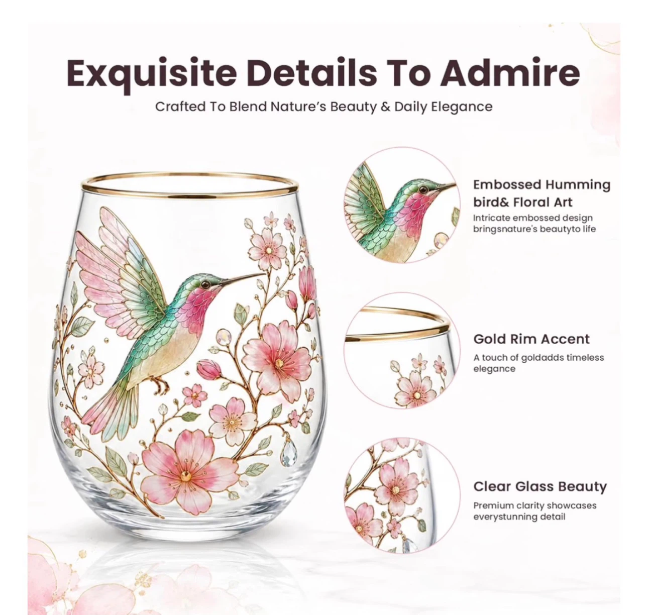 Brand new Floral Glass Cup Coffee Mug for Women - photo 5