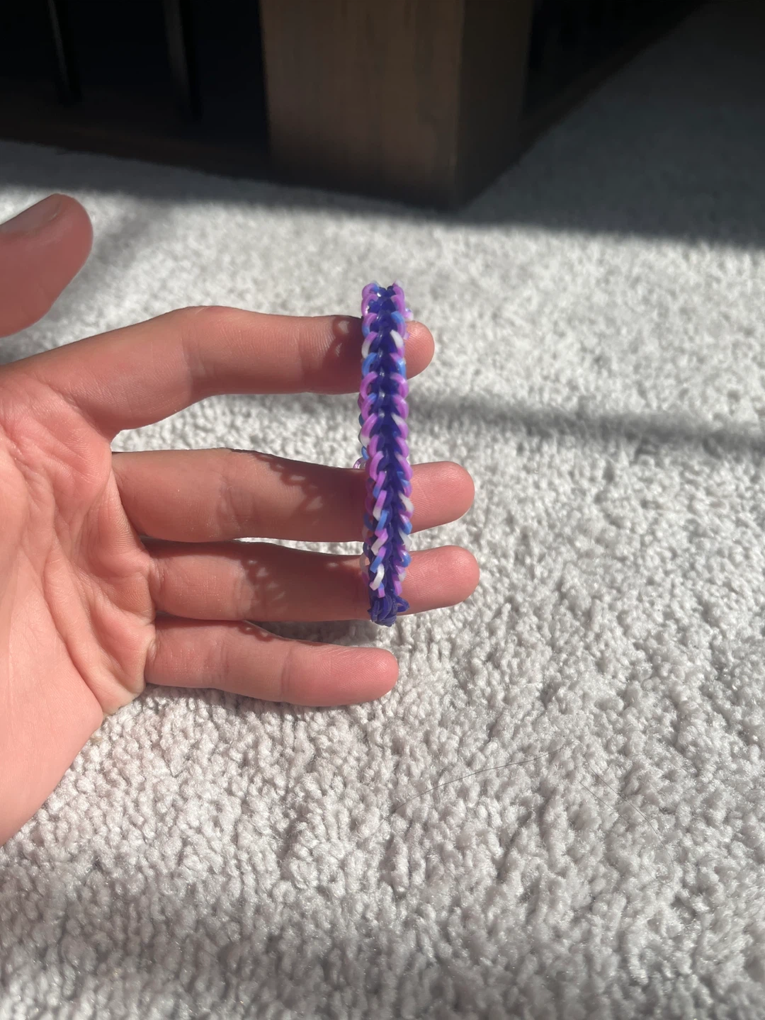 Purple and White Loom Band Bracelet