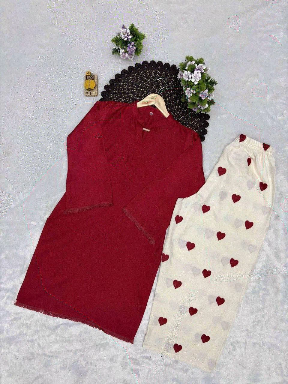 Women's Heart Print Pajama Set