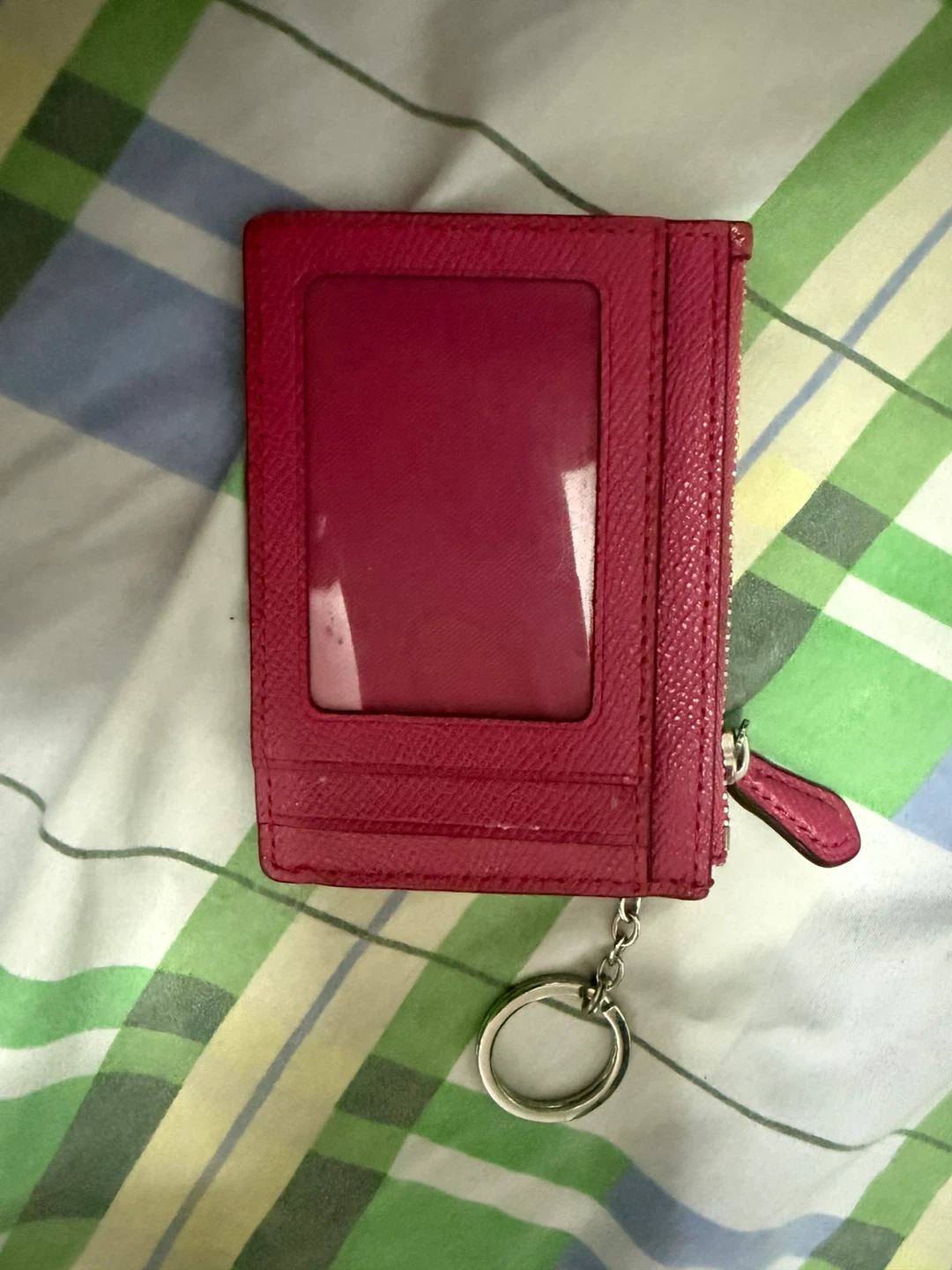 Coach Pink Card Holder with Zipper and Keychain - photo 2