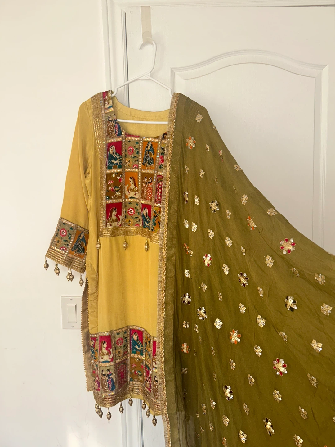 BRAND NEW Embroidered Yellow Kurti + Lengha with Dupatta