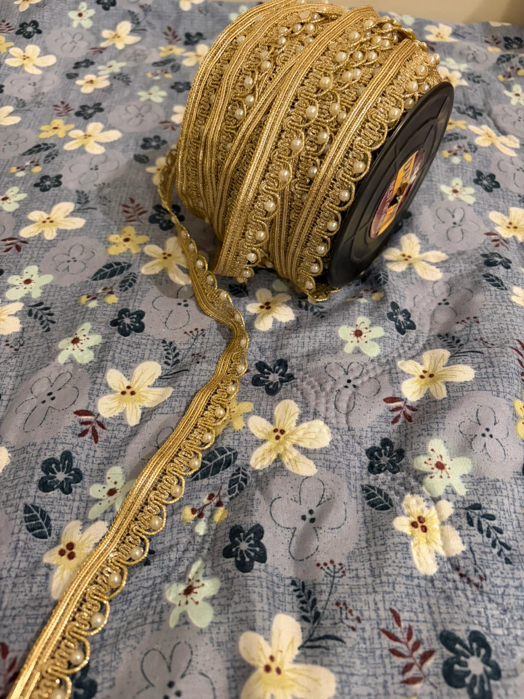 Gold Beaded Trim Ribbon- 45 metres roll