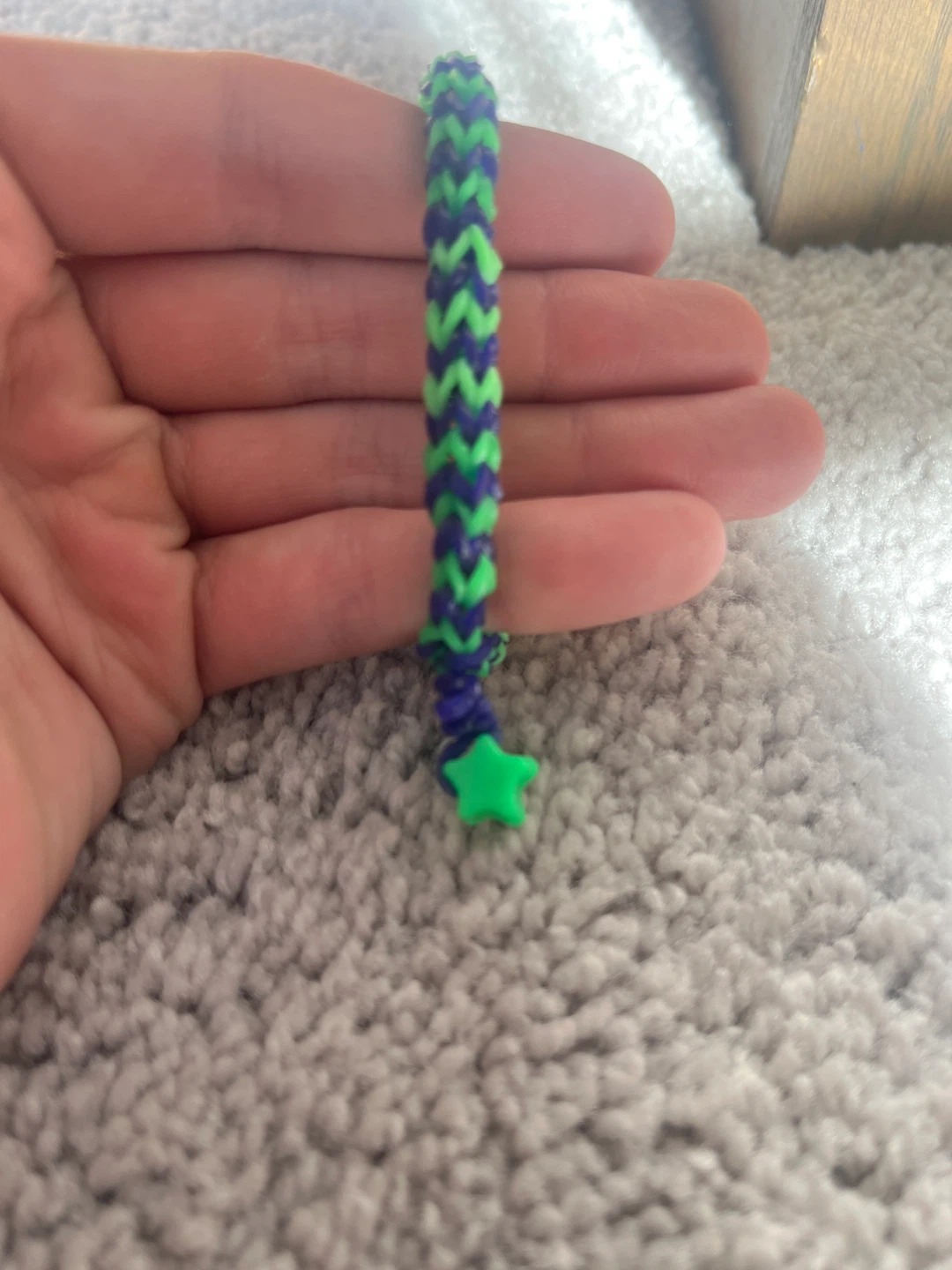 Purple and Green Chevron Loom Bracelet with Star Charm