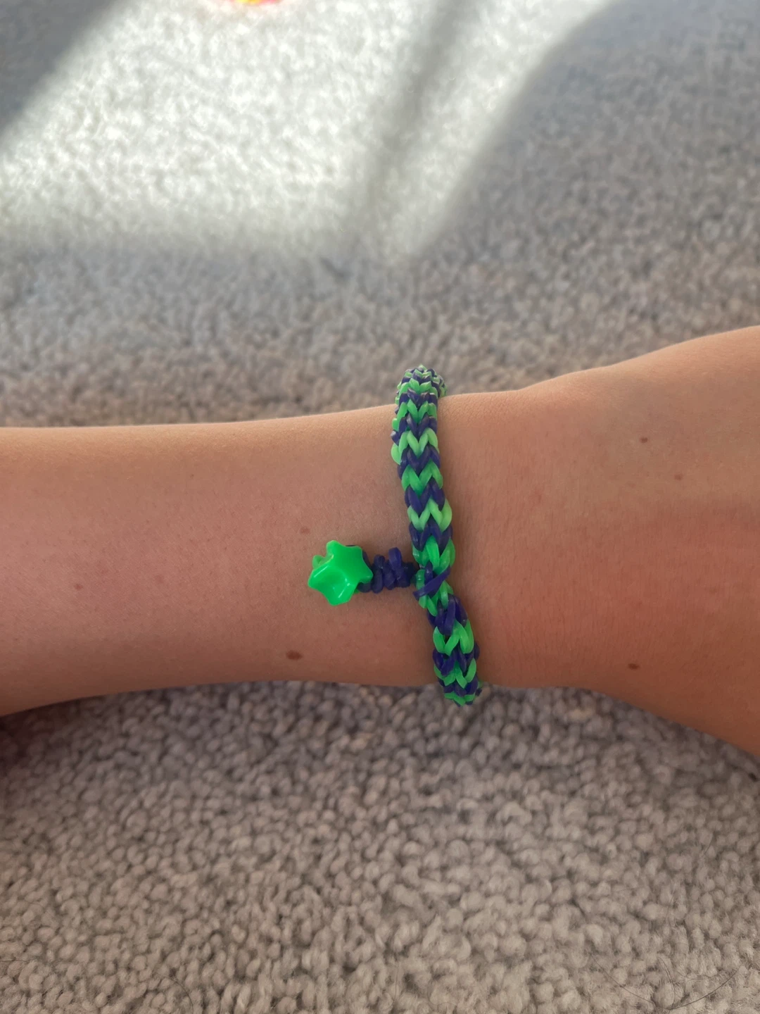 Purple and Green Chevron Loom Bracelet with Star Charm - photo 3