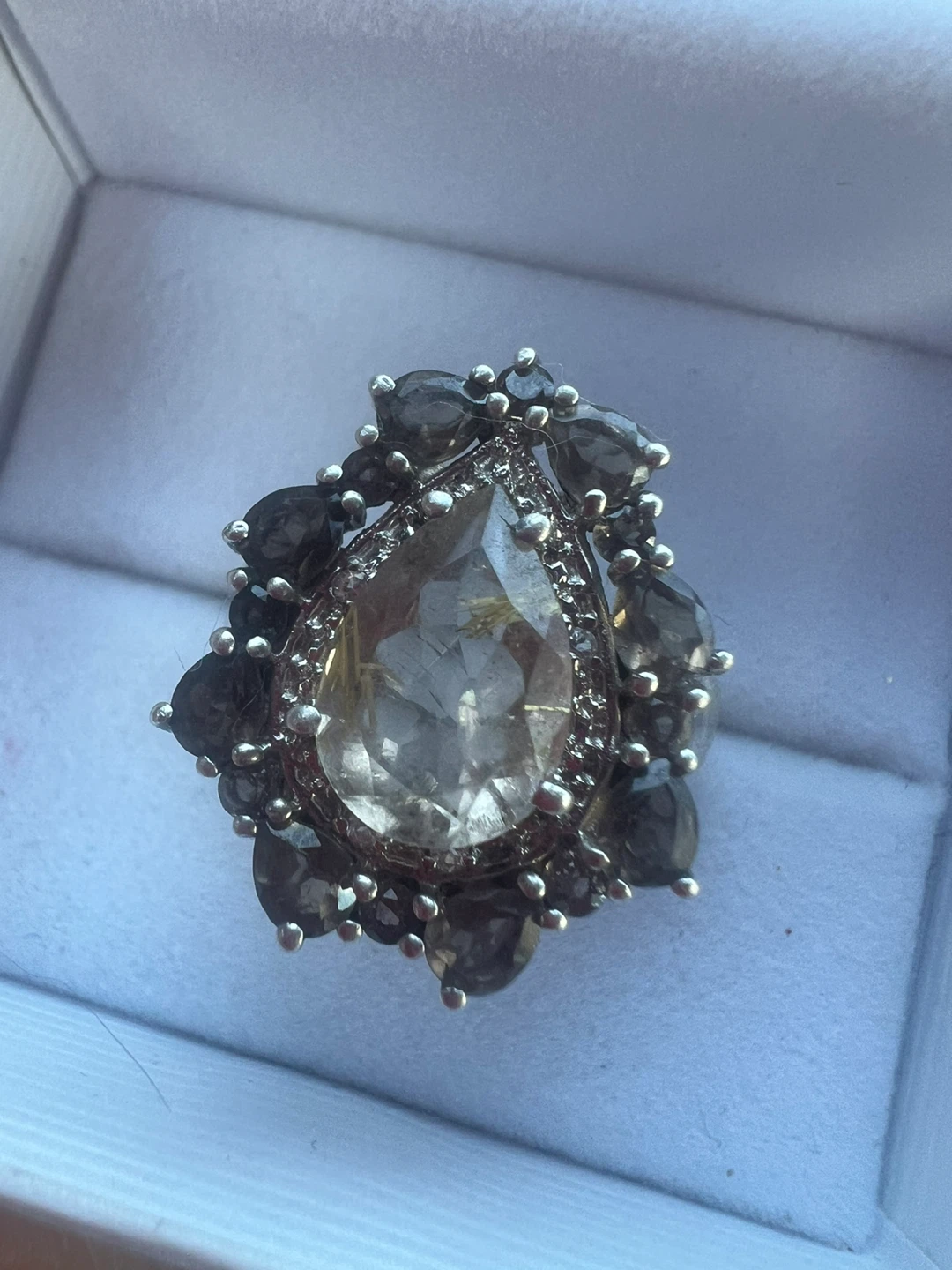 925 silver and smoky citrine ring