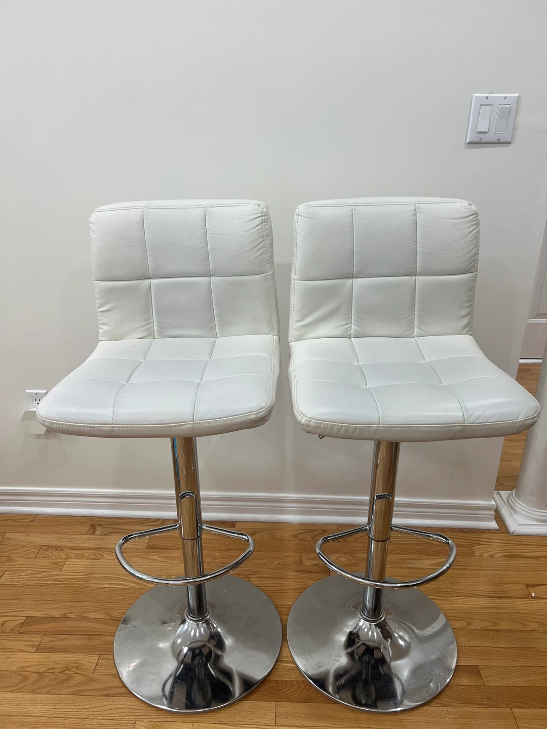 White Adjustable Bar Stool
