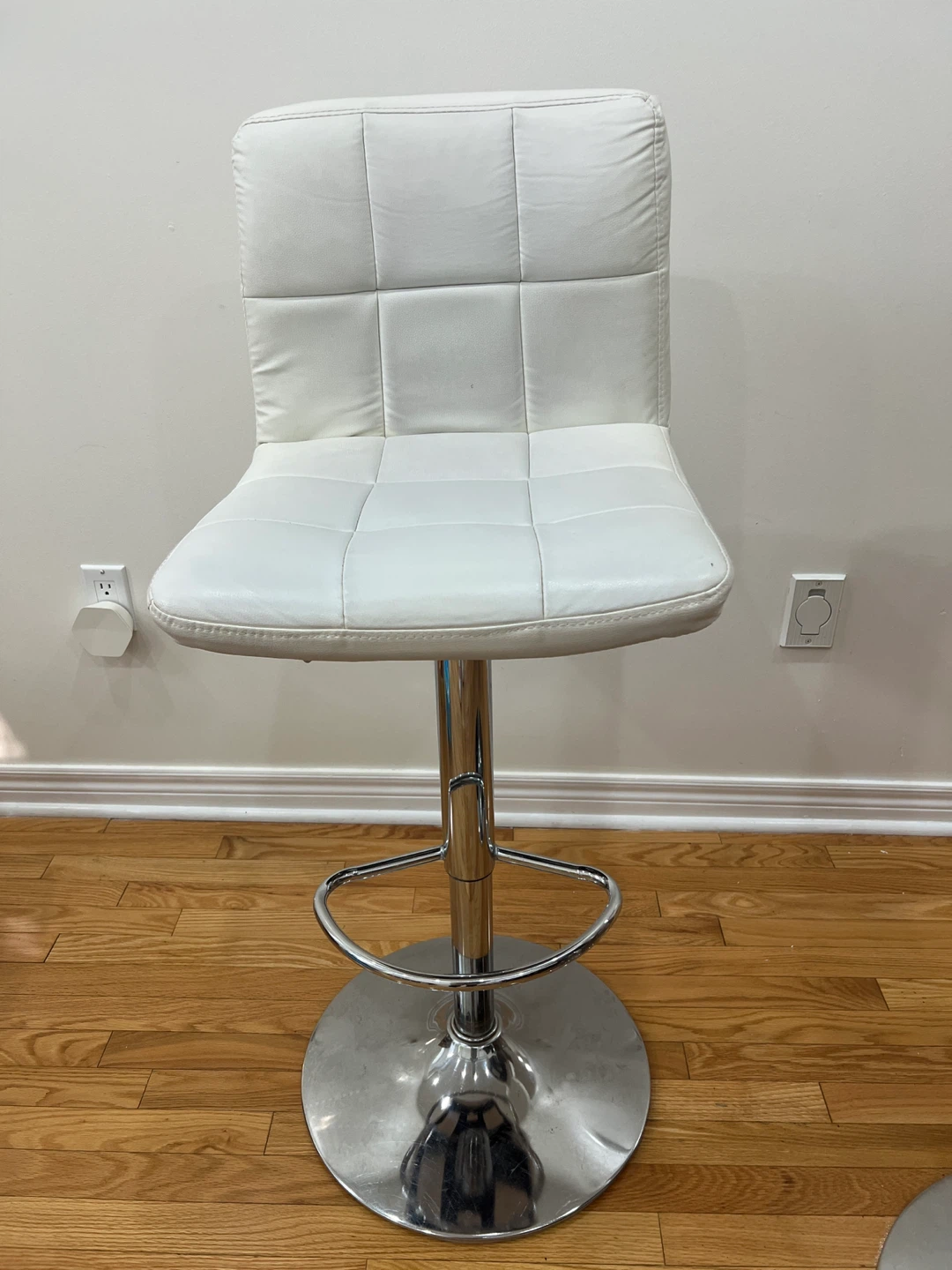 White Adjustable Bar Stool - photo 2