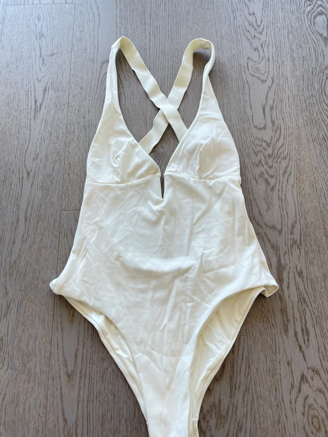 White Criss-Cross One-Piece Swimsuit, S - photo 2