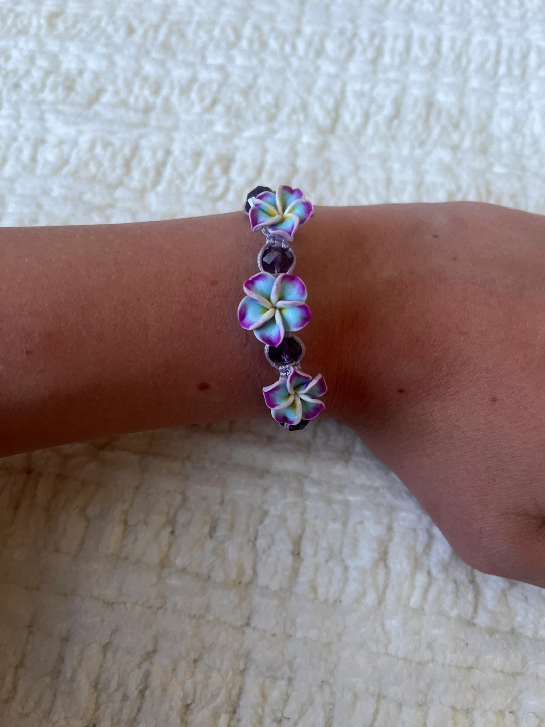 Purple Macrame Bracelet with Flower Charms - photo 3