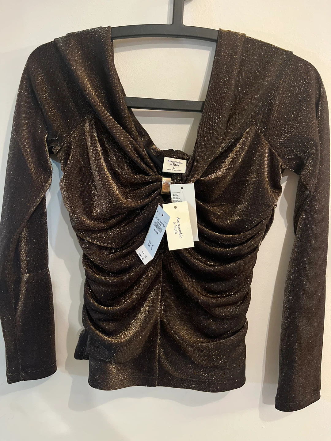 Abercrombie & Fitch Ruched Sparkle Top