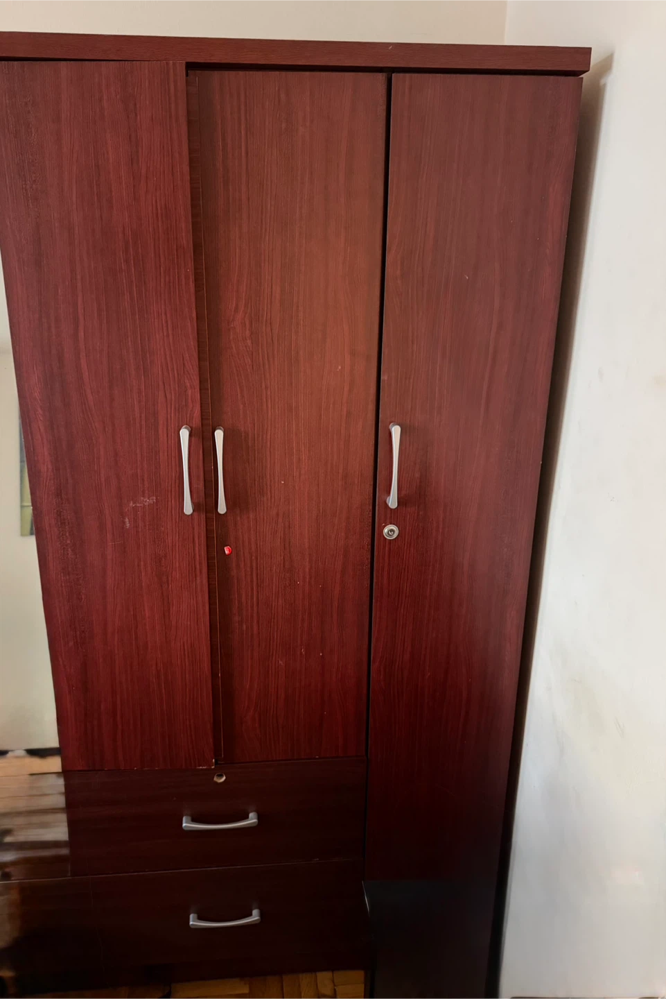 3-Door Wooden Wardrobe with Drawers