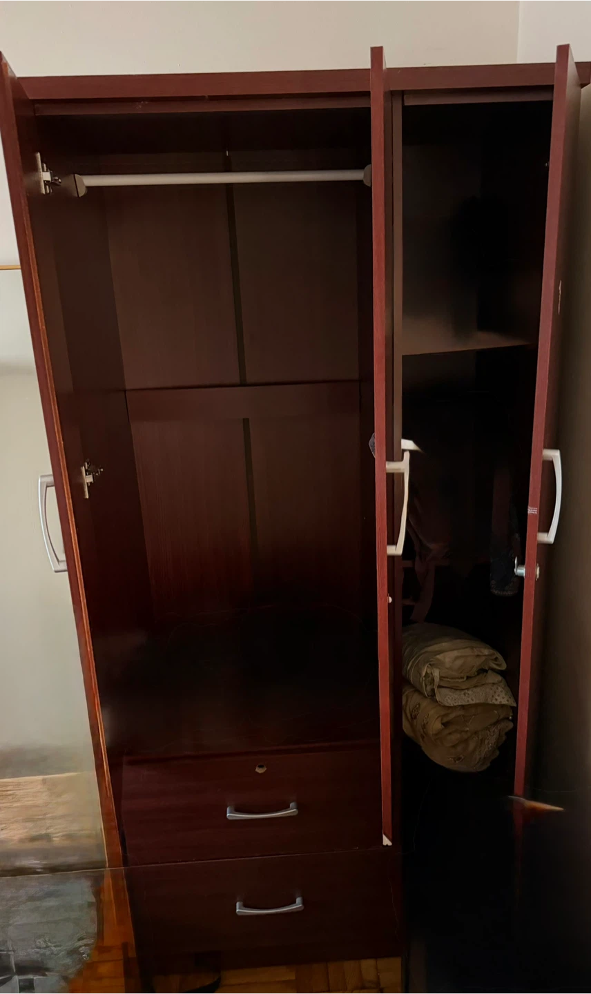 3-Door Wooden Wardrobe with Drawers - photo 2