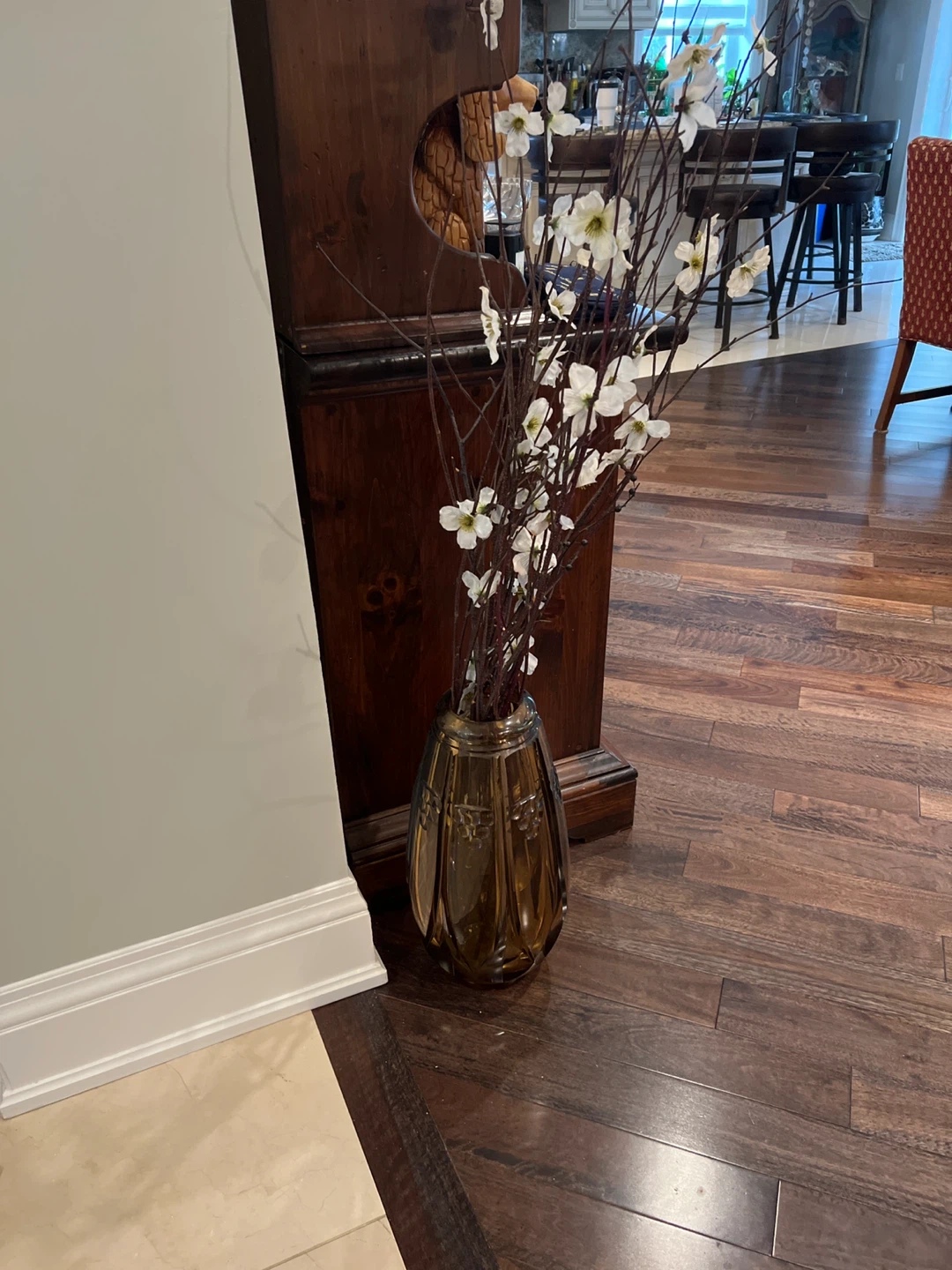 Amber Glass Vase with Decorative Branches - photo 2
