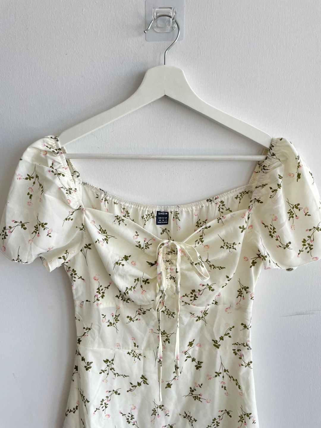 Floral Puff Sleeve Mini Dress, Size S
